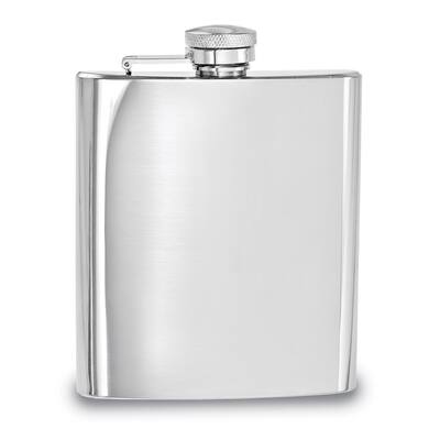 Curata Polished Stainless Steel 8 Ounce Square Flask with Funnel