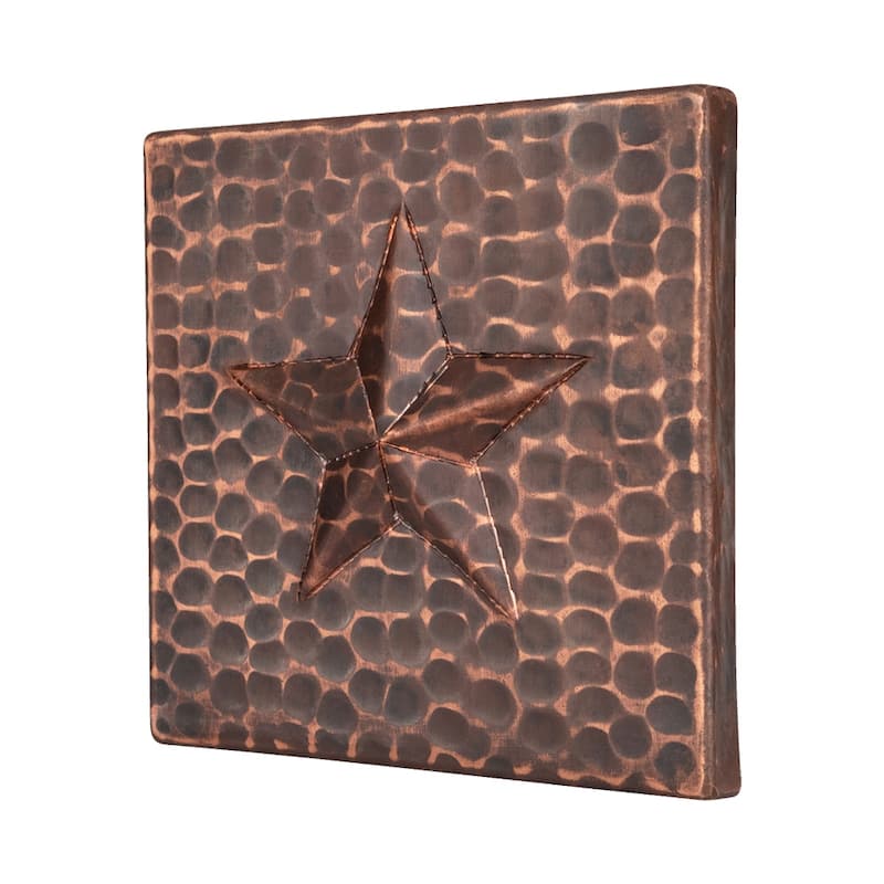 4" x 4" Hammered Copper Star Tile - Quantity 4 (T4DBS_PKG4)