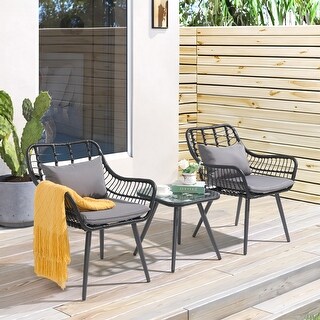 3 Piece Outdoor Wicker Furniture Patio Bistro Set, Barbados | Ubuy