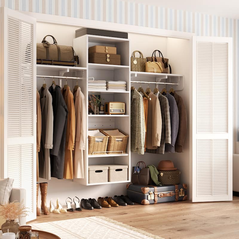 Cimly Over Washer and Dryer Storage Organizer, 8FT Wall Mounted Laundry Room Closet System with Hanging Rods