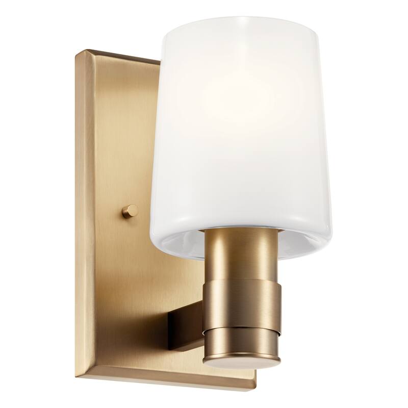 Adani 1-Light Wall Sconce with Opal Glass Shade - 8.5 in - Champagne Bronze