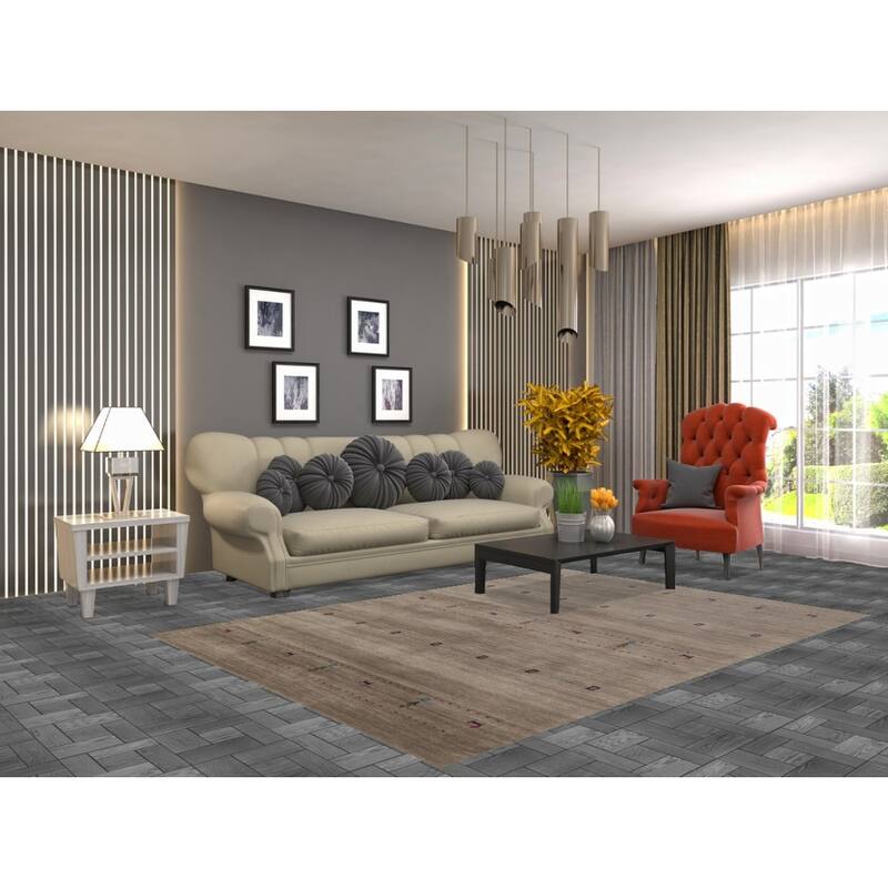 Animals Tribal Gabbeh Area Rug Hand-Knotted Wool Carpet - 5'3" x 7'7"