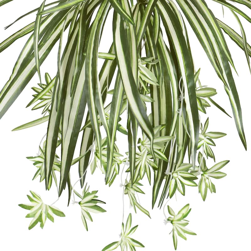 Artificial Spider Plant Leaf Hanging Greenery Foliage Bush 26in - 26" L x 15" W x 3" DP - 26" L x 15" W x 3" DP