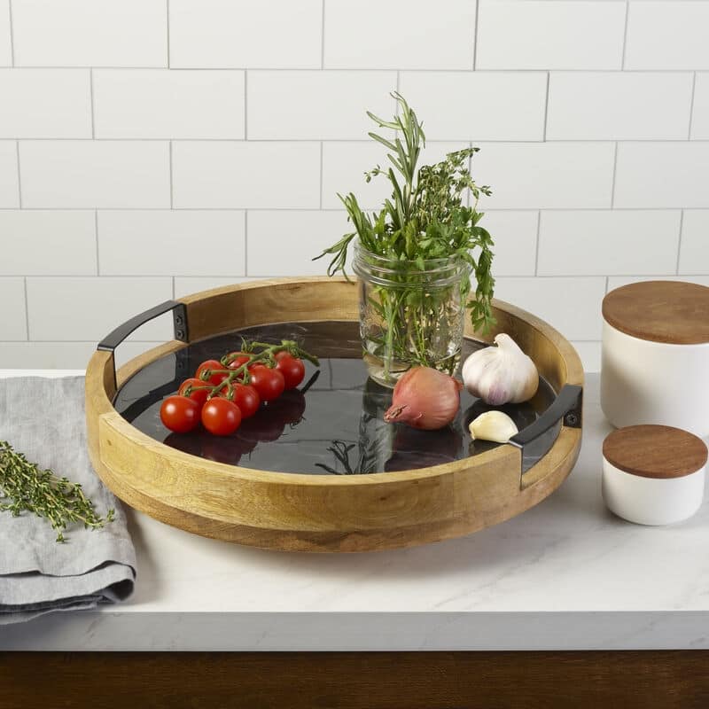 Mikasa Gourmet Basics Black Marble Lazy Susan