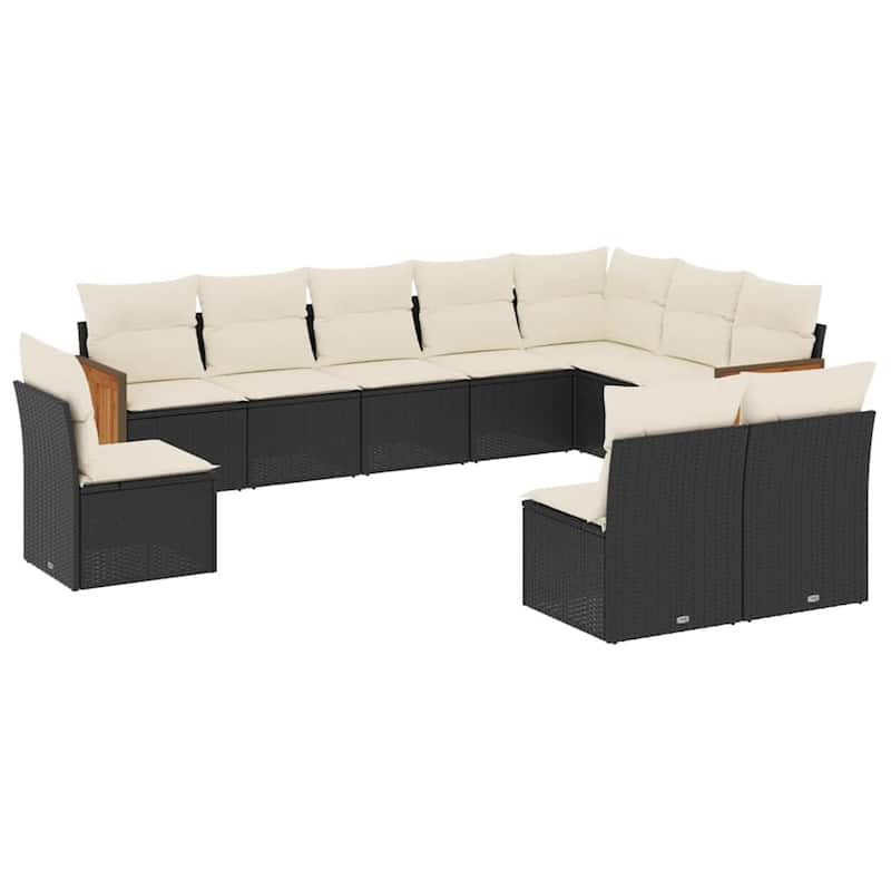 vidaXL Patio Sofa Set with Cushions Outdoor Conversation Furniture Poly Rattan