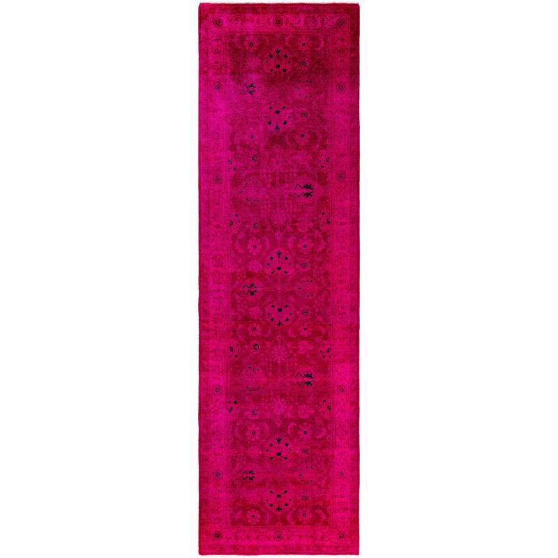 Overdyed One-of-a-Kind Hand-Knotted Area Rug - Pink - 3' 0" x 10' 3"