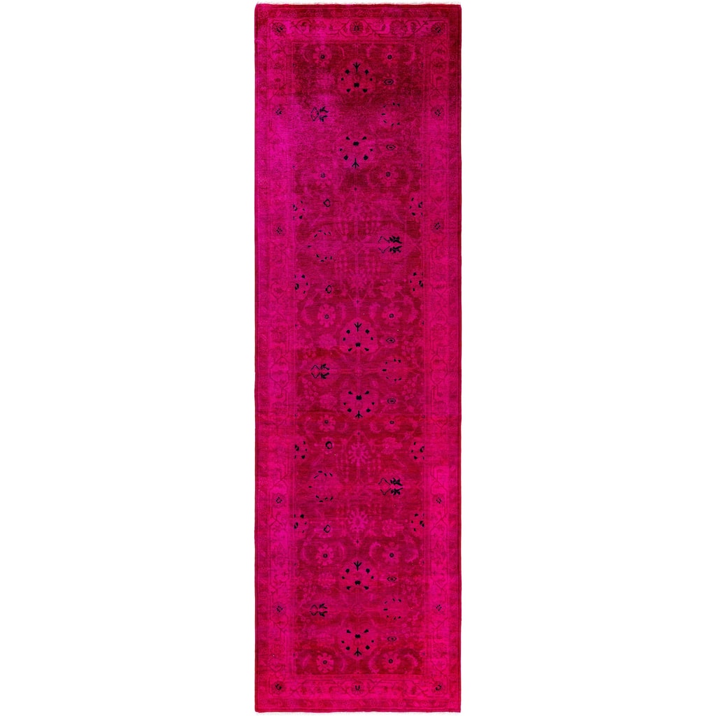 Overdyed One-of-a-Kind Hand-Knotted Area Rug - Pink - 3' 0" x 10' 3"