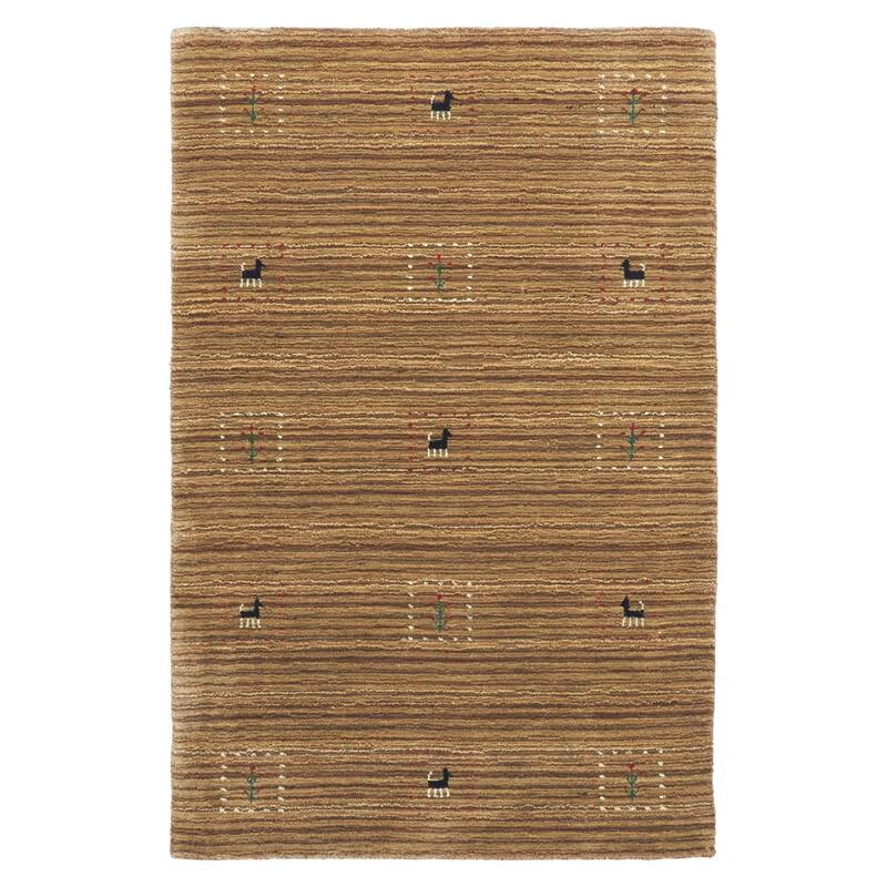 ECARPETGALLERY Hand Loomed Kashkuli Gabbeh Brown Wool Rug - 3'1 x 4'9