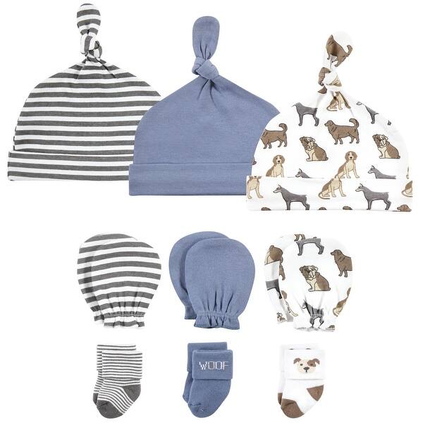slide 1 of 1, Hudson Baby Infant Boy Caps, Mittens and Socks Set, Dog, 0-6 Months - Dog 0-6 Months - Dog