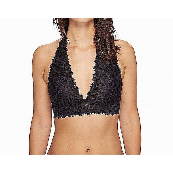 Free People Black Womens Size Xl Scallop Lace Halter Neck Bralette Overstock 28050530 Shop for your perfect fit at a reasonable price today! overstock com
