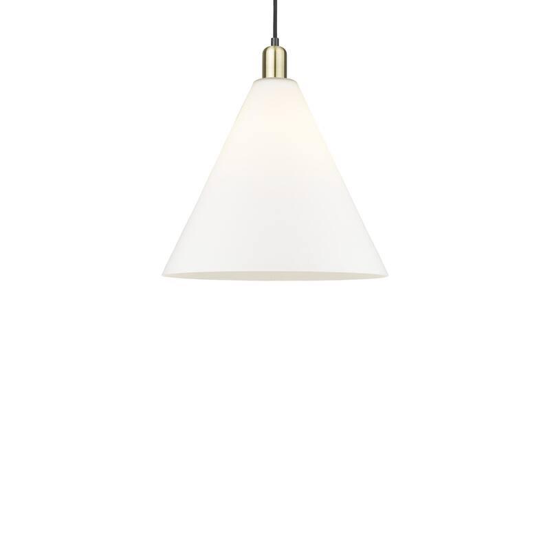 Innovations Lighting 716-1P-18-16 Berkshire Glass Pendant Berkshire - Black Antique Brass / Matte White