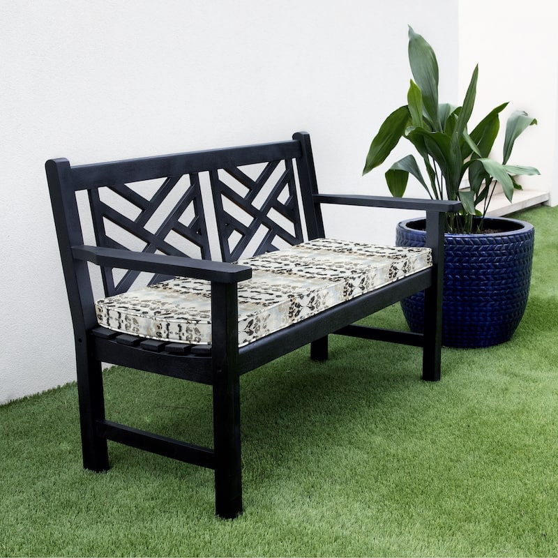 Sorra Home Ombre Animal Indoor/Outdoor Corded Bench Cushion - 43 in x 18 in x 2 in - Mali Mineral Blue