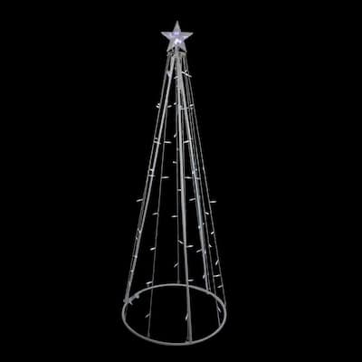 6' White LED Lighted Cone Tree Outdoor Christmas Decor