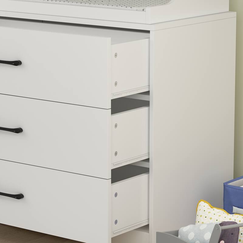 Kerrogee 3-Drawer Dresser with Changing Table - Grey/White/Black