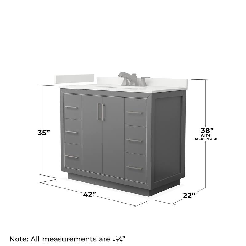 Wyndham Collection WCF111142S-QTZ-US3M34 Icon 42" Free Standing Single