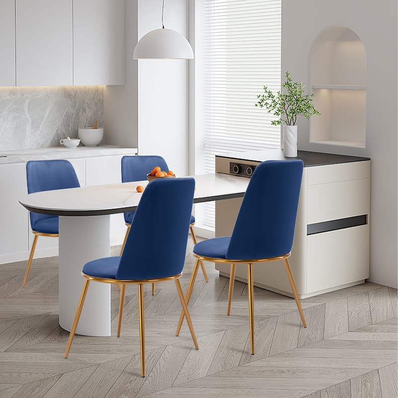 Velvet Upholstered Side Chair with Gold Legs Modern Accent Chair for Dining Room or Living Room - 33.66”H x 18.5”W x 17.91”D