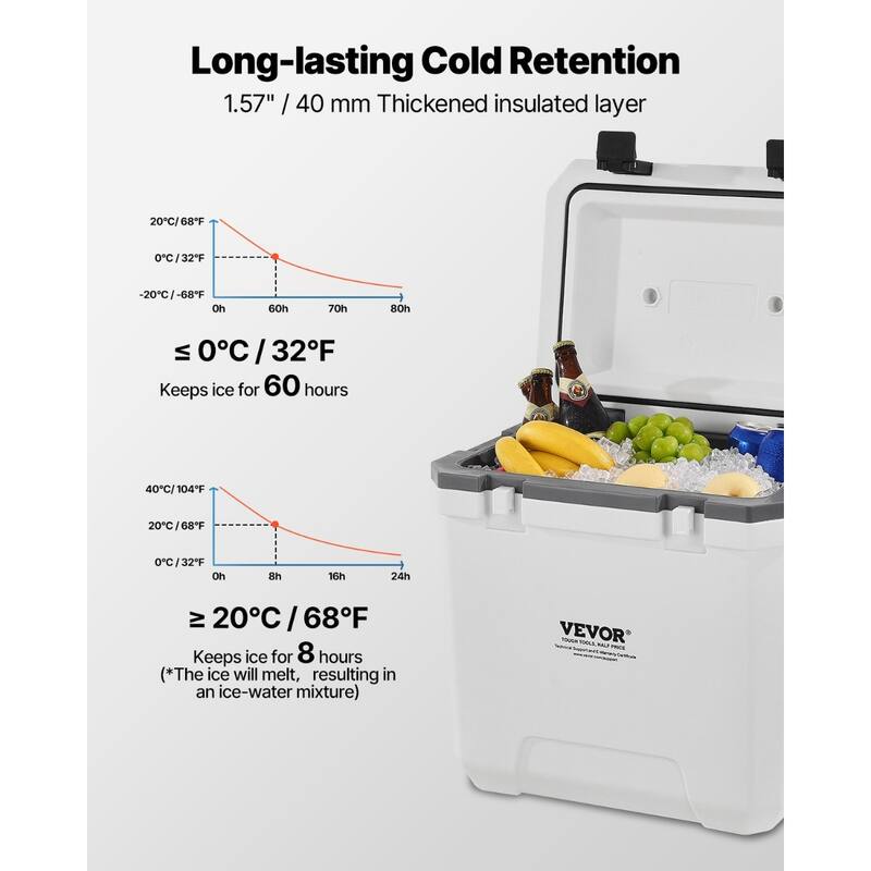 38QT Portable Hard Cooler with Cup Holder for Outdoor Adventures - 18.9 x 15.6 x 18.1 in