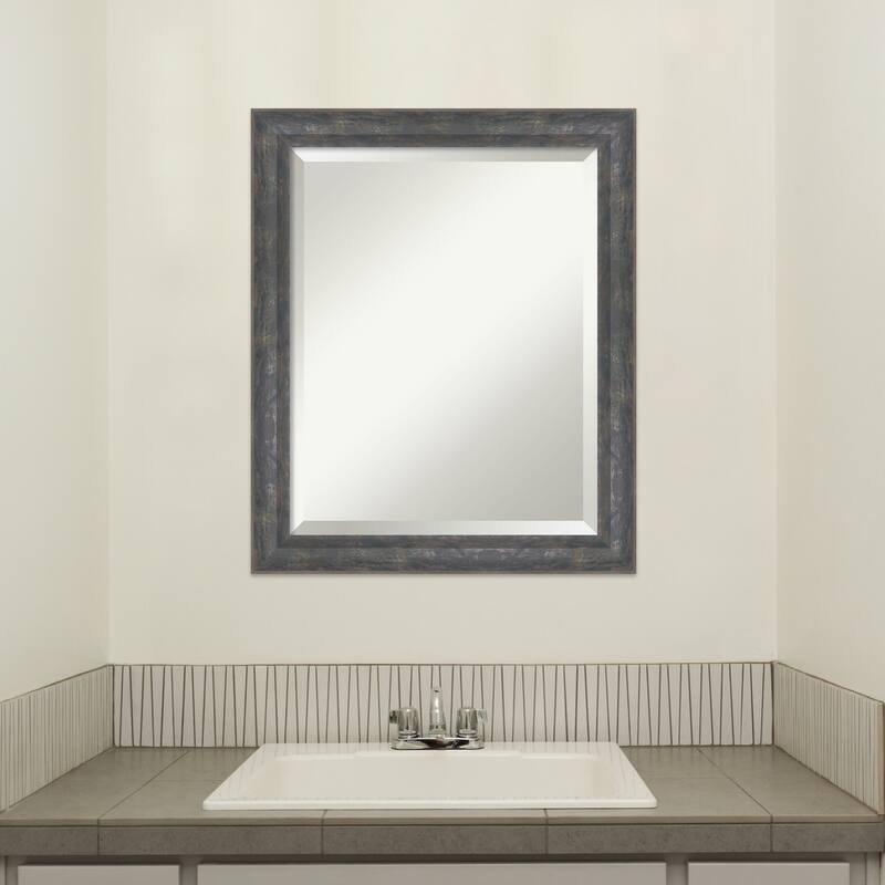 Angled Beveled Wood Framed Bathroom Vanity Wall Mirror