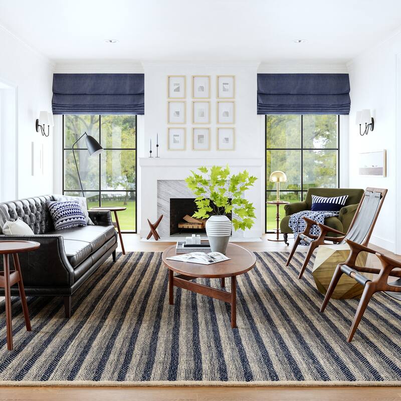 Lake Striped Jute Area Rug - 5' x 8' - Blue