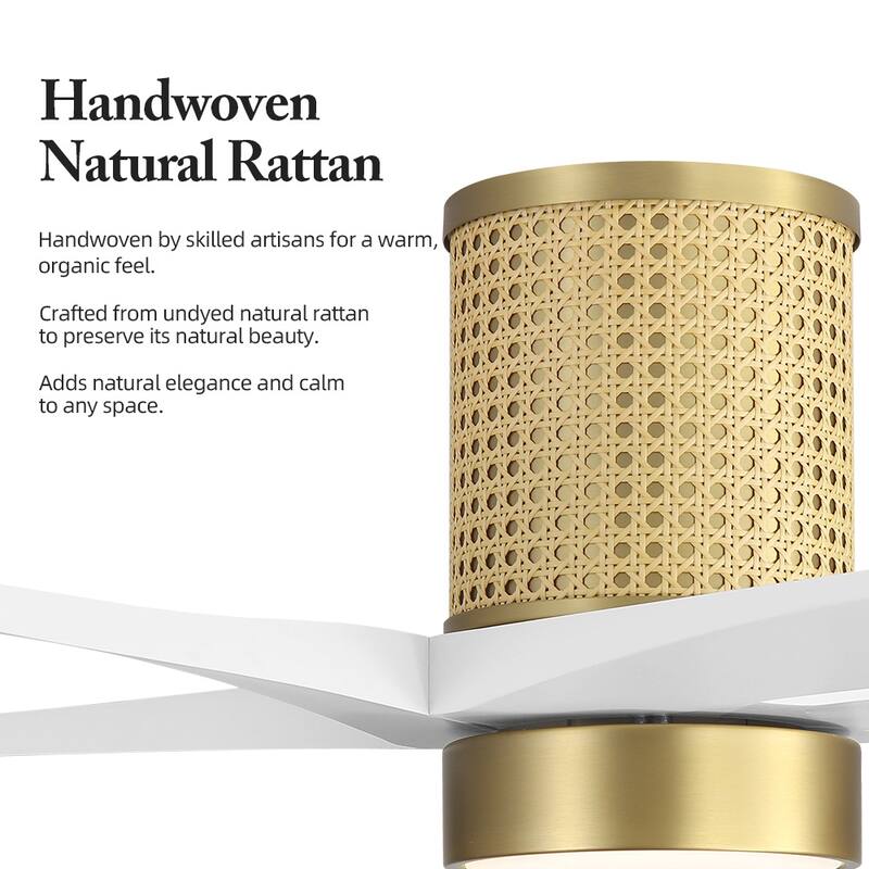 MLiAN 5 Solid Wood Blades DC Motor Indoor Downrod Flush Mount Ceiling Fan Remote Integrated LED