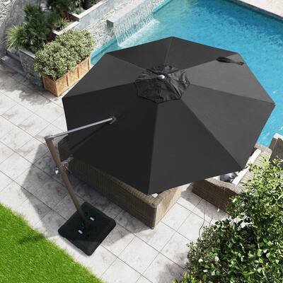 Outdoor 11.5FT Round Patio Hanging Offset Cantilever Umbrella with Cross Base