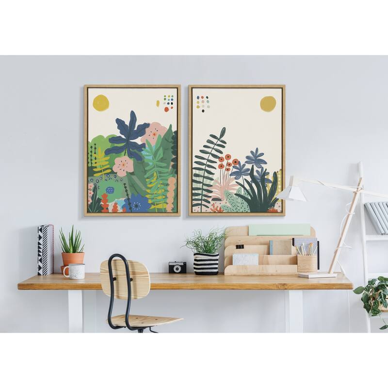 Kate and Laurel Sylvie Zen Garden 2 Framed Canvas by Kelly Knaga