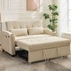 preview thumbnail 1 of 28, 3-in-1 Convertible Sleeper Sofa Bed with Pull-Out Bed, Corduroy Futon, Charging Port & Side Pocket Beige