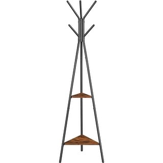 Coat Rack Freestanding, Coat Hanger Stand, Hall Tree with 2 Shelves ...