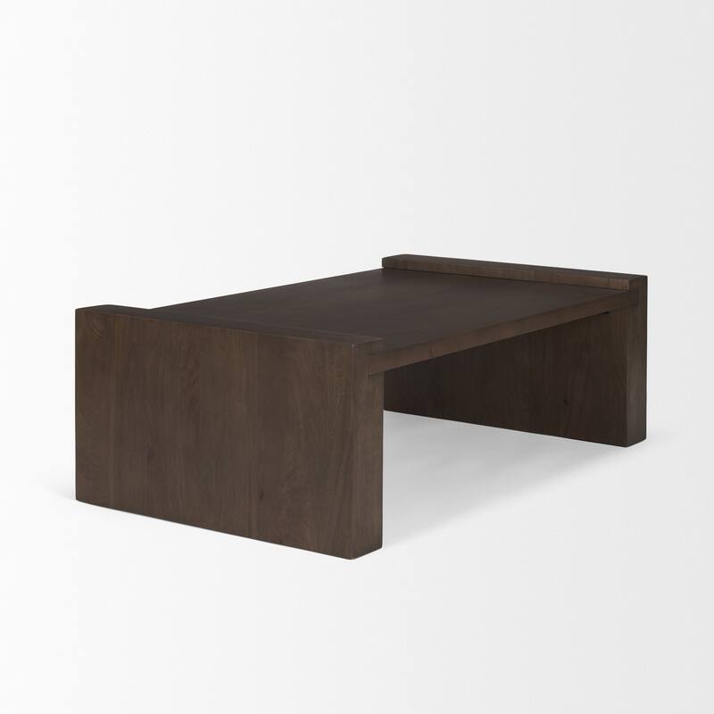 HomeRoots 48" Dark Brown Solid Wood Sled Coffee Table - 48' X '16' X '28