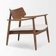 preview thumbnail 5 of 4, Haggen Medium Brown Oak Wood w/ Cream Fabric Accent Chair - 27.6L x 26.8W x 28.4H
