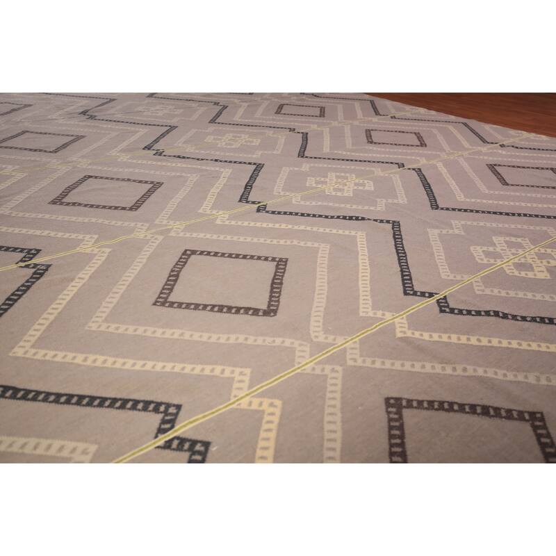 Flat Weave Kilim Durrie Oriental Large Area Rug Geometric Carpet - 10'5" x 19'2"