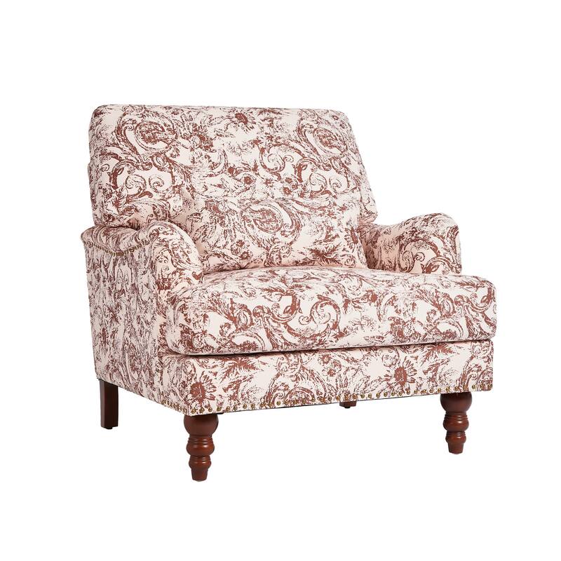 Mid Century Chenille Upholstered Accent Chair with Nailhead Trim