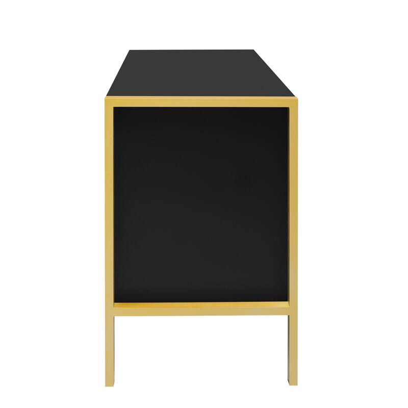 70.9" Entertainment Center TV Storage Stand for TVs up to 75", Media Console Cabinet w/ Golden Metal Legs, 2 Cabinets