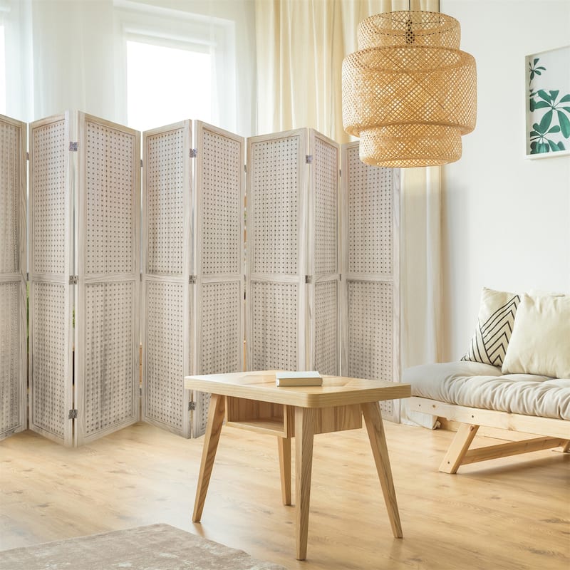 8-Panel Wooden Folding Room Privacy Divider Screen