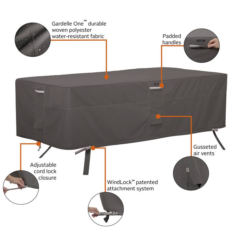 Classic Accessories Ravenna Water-Resistant 72 Inch Rectangular/Oval Patio Table Cover