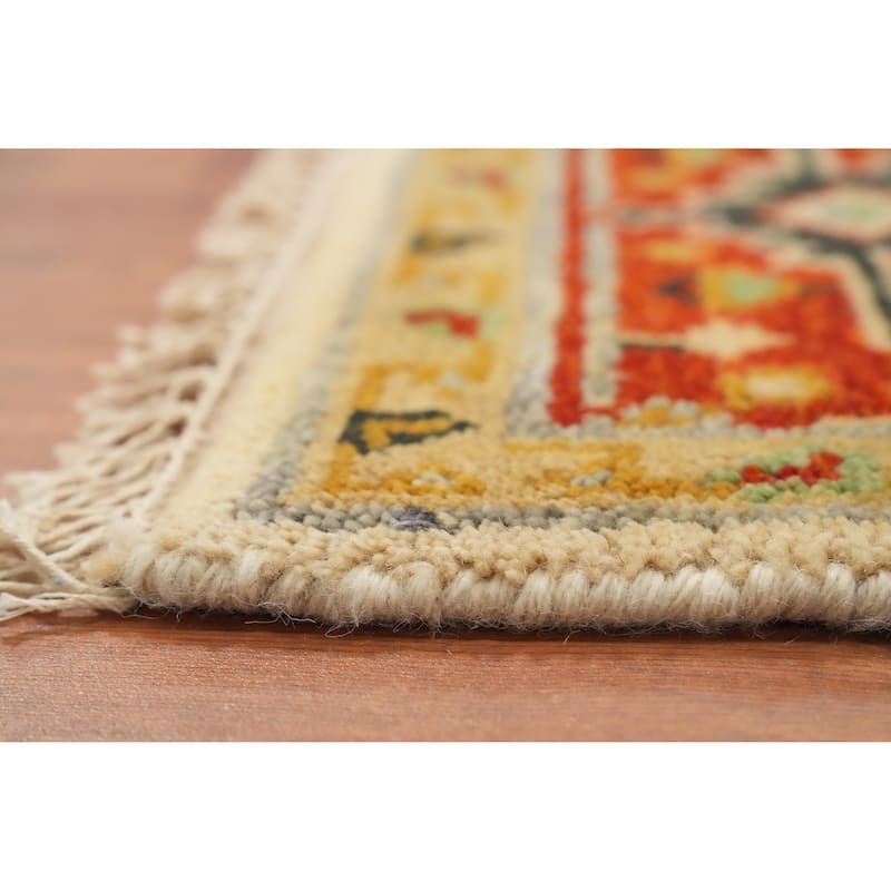 Hand Knotted Oriental 100% Wool Carpet Transitional Floral Beige & Ivories Oushak Area Rug - 9' 0'' X 5' 10''