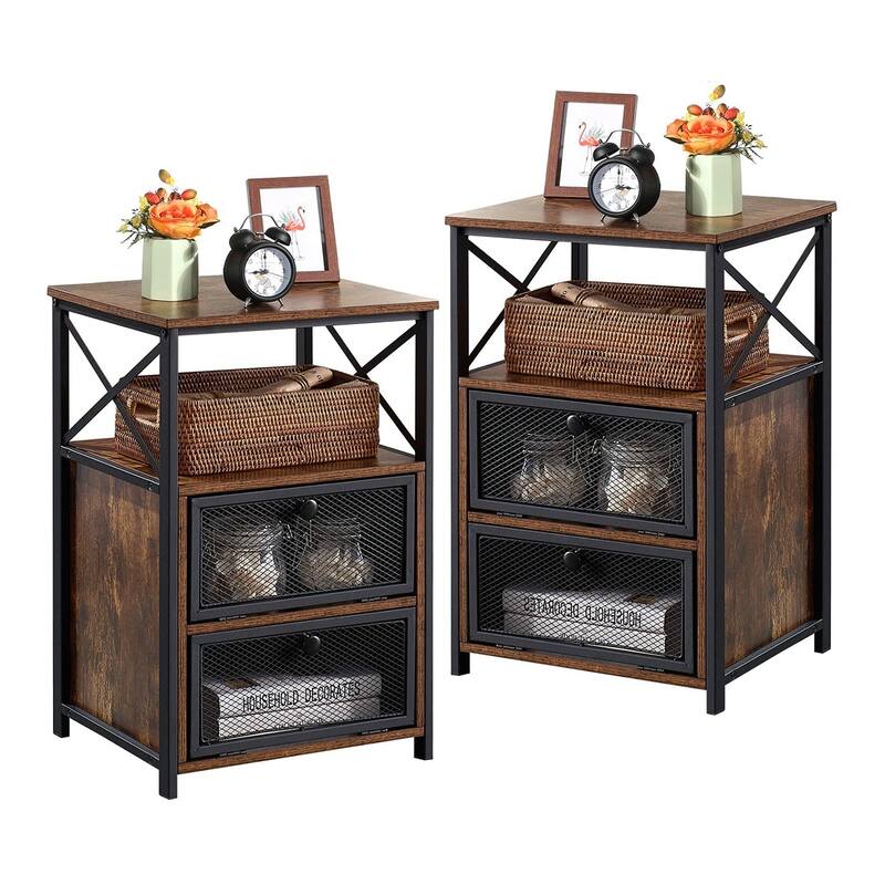 Taomika 3-Pieces Modern Bed Frame and Modern Nightstand Set
