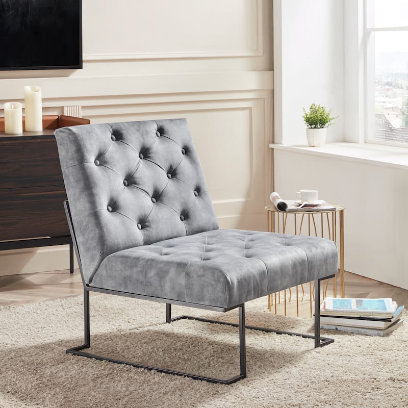 Corvus Savannah Tufted Velvet Upholstered Lounge Accent Chair