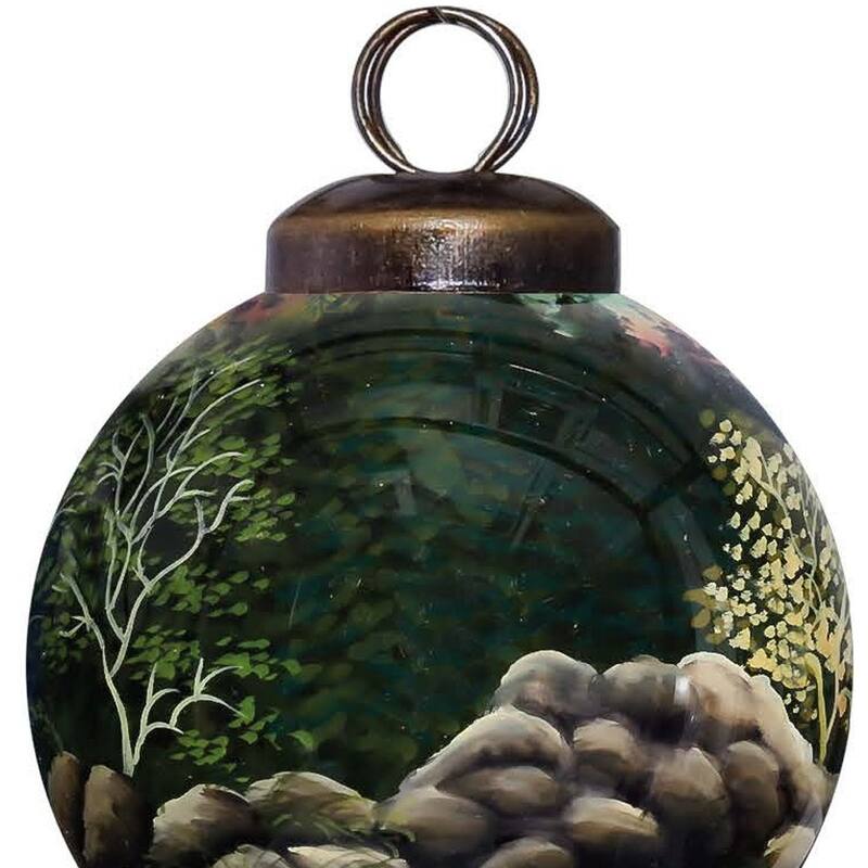 Scenic Life is Better at the Cabin Hand Painted Mouth Blown Glass Ornament - 3" x 3" x 3"