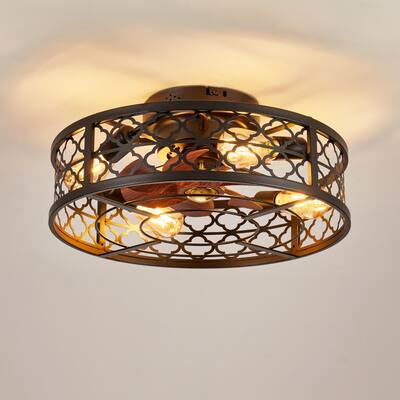 20" Flower Style Bladeless Ceiling Fan with Light and Remote,NOT Included Bulbs