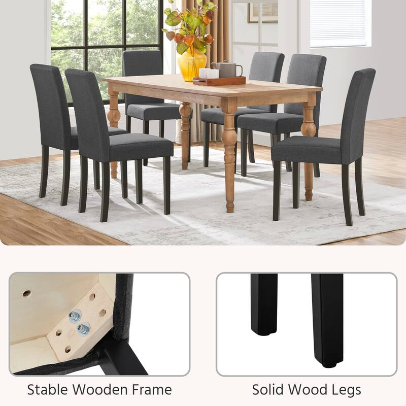 Yaheetech Set of 2 Modern Fabric Upholstered Dining Chairs with Solid Wood Legs