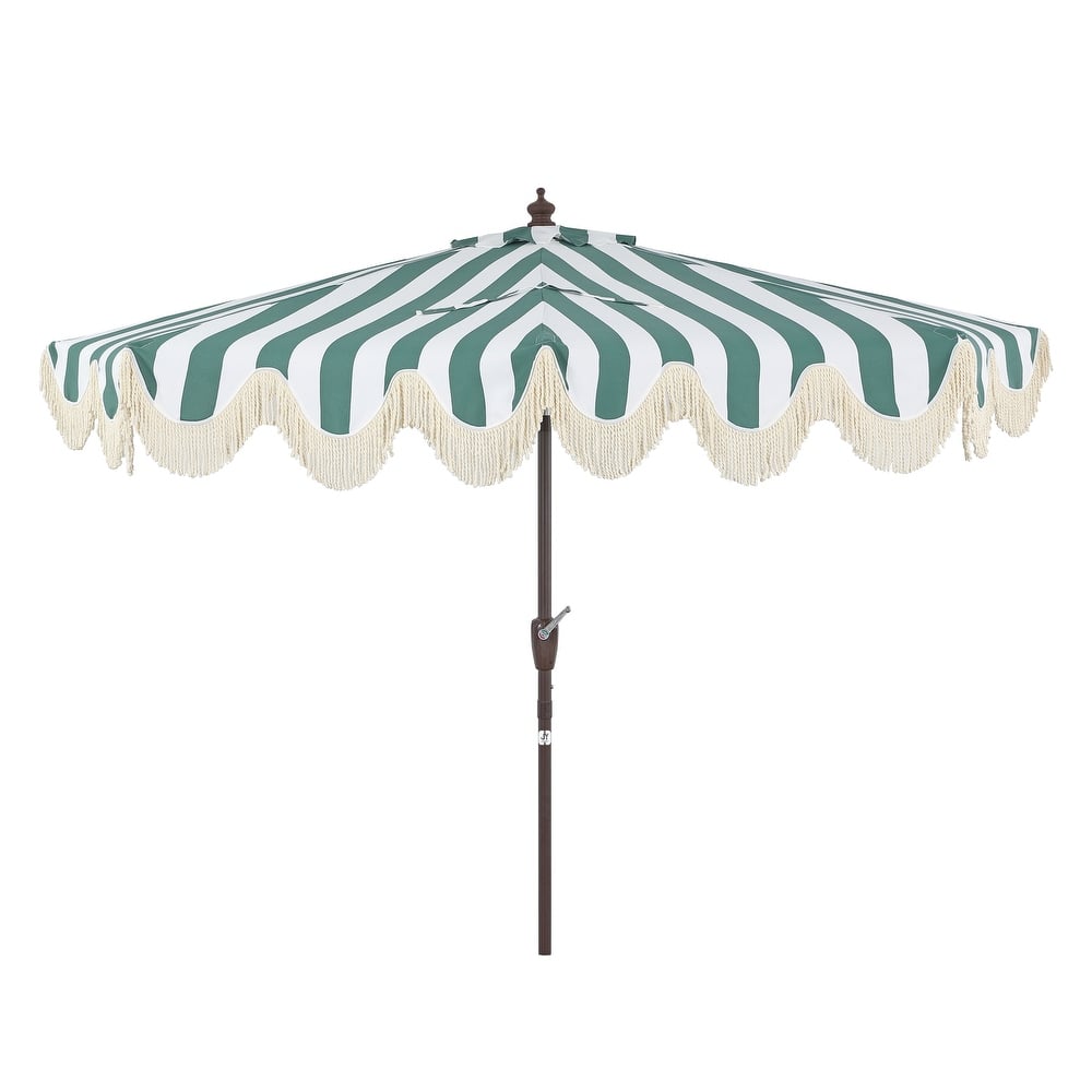 9ft Half Market Umbrella, Scalloped, Crank, Tilt, UV, by JONATHAN Y