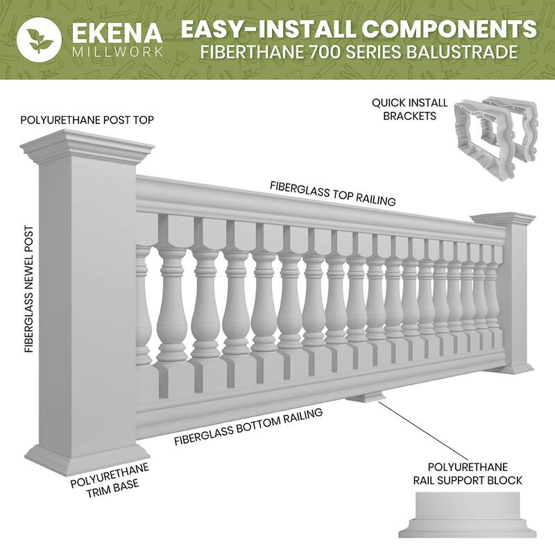 Fiberthane 700 Series Bradford Baluster, Factory Primed