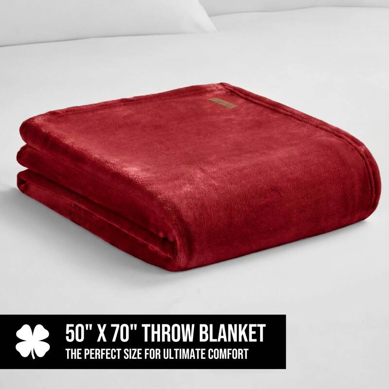 Lucky Brand Solid Plush Throw Blankets