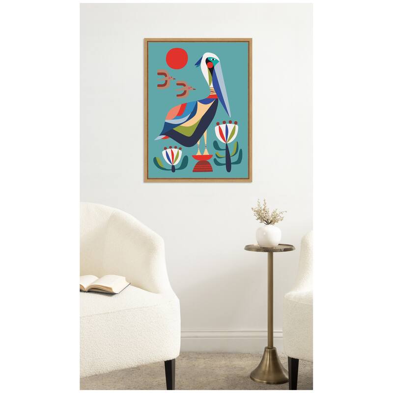 Kate and Laurel Pelican Garden by Rachel Lee Framed Canvas Wall Art Print