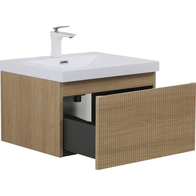 ABRUZZO Floating Vanity with Integrated Top Sink Soft-Close Wall-Mount Bathroom Cabinet