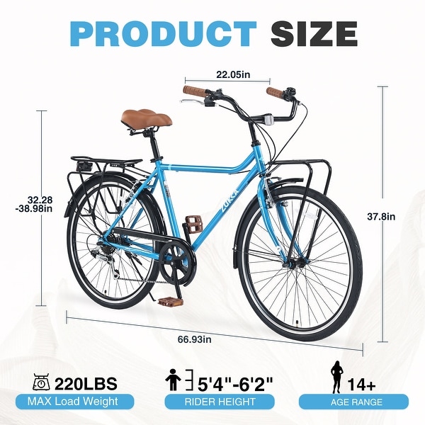 26-Inch Vintage Style Bike with Steel Frame, Shimano 7-Speed