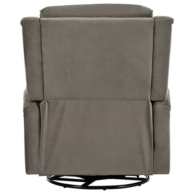 Home Theater Swivel Recliner Chair, Manual Rocking Nursery Rocker w/Adjustable Backrest Rolled Arms Lounge Chair with Rivet Trim