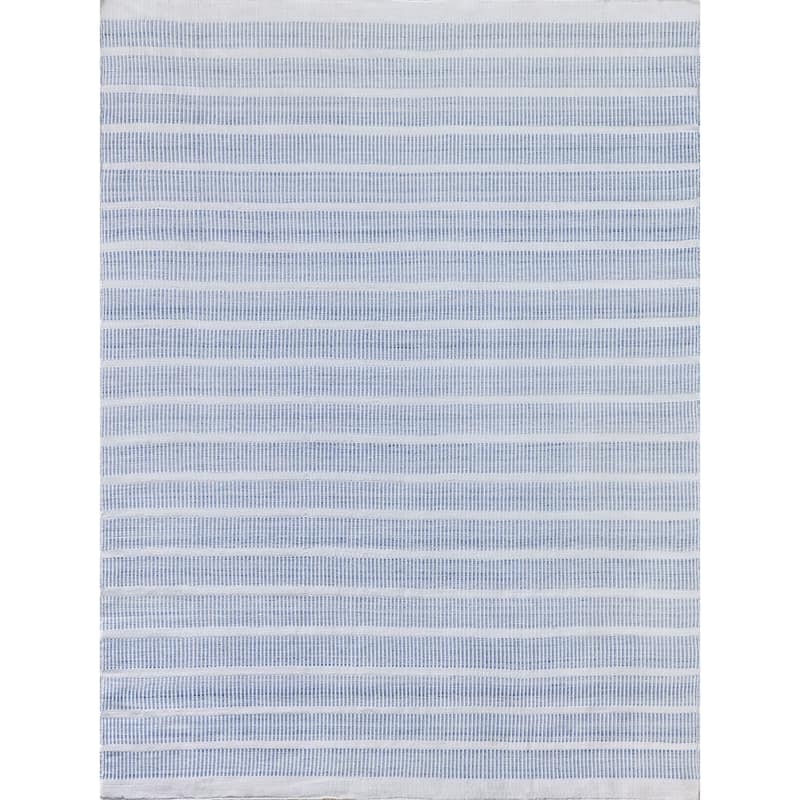 EXQUISITE RUGS Boca Indoor/Outdoor Flatweave PET yarn Light Blue Area Rug.