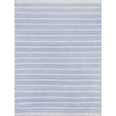 EXQUISITE RUGS Boca Indoor/Outdoor Flatweave PET yarn Light Blue Area Rug.